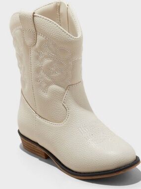 Cat and Jack Girls Ivory Cowgirl Ankle Boot